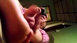 annette b's mama enjoys a sexy footjob from her