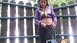 Ellie 18 enjoys outdoor fingering to orgasm