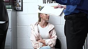 Blonde teen Emma Hix lies and shows big tits