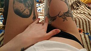 horny babe self fucks with big dildo