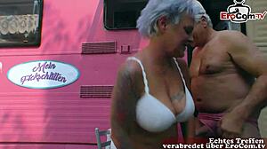 i chat with the curvy german housewife outdoors about her daily life