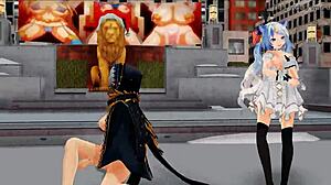 Mmd damsel and futanari perform a fun song and dance routine.