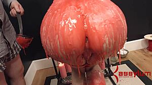 i bound this redhead babe with hot wax