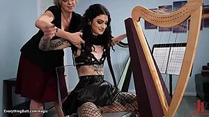 i gaped the lesbian harp student's ass with toys and strapon