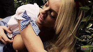 Gorgeous Blonde Milf Rides Monster Cock in Cowgirl on Shaved Pussy