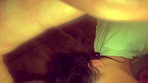 Petite brunette teen deepthroats cock