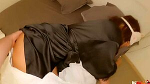 Blonde teen wakes up and chats with her boyfriend