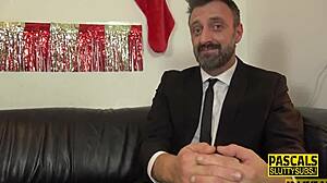 Tattooed redhead submissive slut in stockings endures hardcore assfucking, deepthroat, and anal bdsm play