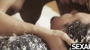 I'm loving how this sexy blonde and hot brunette skillfully lick pussy in 69