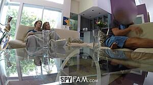 SpyFam Step Sister Lena Paul Fucked Hard While Watching Football Game on TV