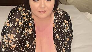 Bbw shows huge tits and plays with pussy