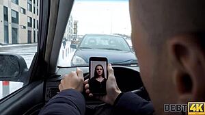 Naive blonde faces debt collector's thick phallus!