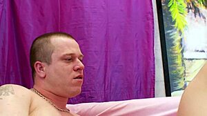 Skinny brunette teen 18+ gives blowjob and reaches orgasm in first porn