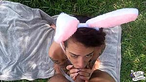 Latina Gets Big Cock Blowjob On Easter Day