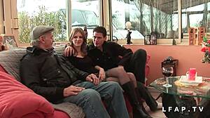 Brette french brunette sodomized in intense gangbang cum cover