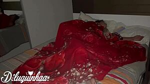 Teen Brazilian Amateur Prostitute Licks and Fucks Natural Tits Under Sheets for Hidden Cumshot!