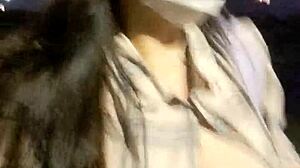 Walking by the river, I flash my big tits for you