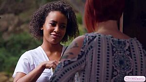 i'm the sexy ebony scout getting licked by that busty redhead