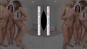 I messed up watching Emily Addison Nina Elle and Rachel Starr oiled up in Naughty America