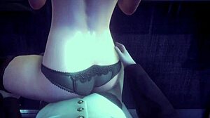 anime girl in office cosplay masturbates at work