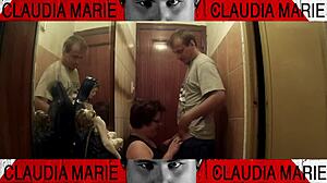 Horny Curvy Girl Sucks Boyfriend's Cock at Home Entrance