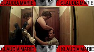 Horny Curvy Girl Sucks Boyfriend's Cock at Home Entrance