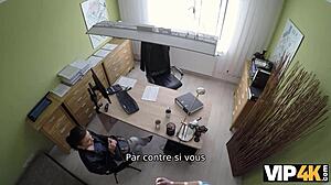 i interviewed a brunette milf for a quickie at work, she gave blowjob and doggystyle bent over, now she's sure to get cash