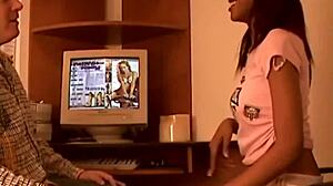 petite ebony girl performs oral in point of view