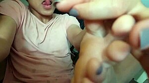 Why does this shemale love playing with her feet?