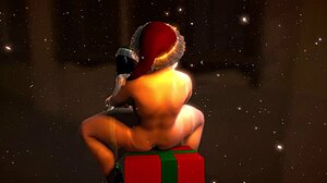 Mrs claus fucks her little 18+ helper with a double headed dildo