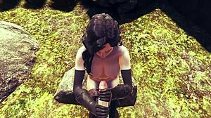 Yennefer gives a sloppy blowjob to my big dick with facial cumshot