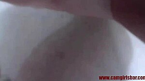 the slutty teen in red lingerie gives a webcam blowjob