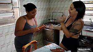 Latina Sluts Excited By Sausage In Kitchen Fuck