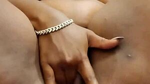 Ebony Solo Masturbation with Sloppy Fingering Leading to Squirting Orgasm