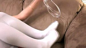 mandy fingering in white stockings and panties looks so hot