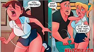 Naughty cartoons form intense threesome after betrayal discovery.