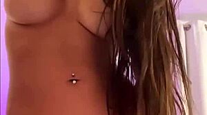 i watch brunette teen 18+ undress with ripped clothes after hair wash striptease