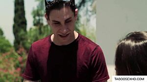 hot brunette begs for help and intense sex