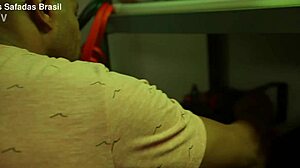 Alice Lins' first double penetration explodes in a night club with blowjob and footjob.