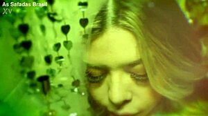 Alice Lins' first double penetration explodes in a night club with blowjob and footjob.