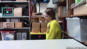 Blonde Teen With Big Tits Gets Rammed From Behind in Shop Cowgirl Spreading Monster Cock