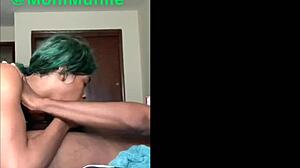 Ebony babe sucks long black cock