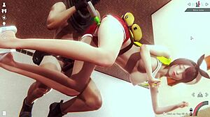 Cowgirl rides her man in animated passion