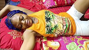 Ebony Trans Teen Strokes Her Cock Intensely