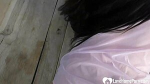 angelic girl gives herself orgasm