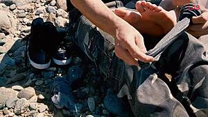 Casting Amanda Clarke Outdoors with Barefoot Blowjob Action in a Wild Interview Setting. Her Feet Steal the Show!