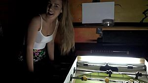 Alexis Crystal answers the knock at the door with her friend.