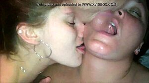 Naughty teen 18+ girls swap sticky cum loads