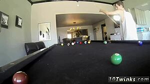 Ass gay sex with nerdy boy in pool cues scene!