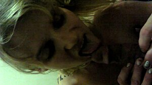 pj deepthroats my big hard cock in the motel bathroom